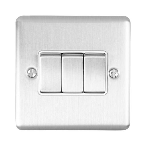 Eurolite Switches Satin Stainless Enhance Decorative 3 Gang Switch - Satin Stainless