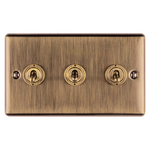 Eurolite Switches Antique Enhance Decorative 3 Gang Toggle Switch - Antique