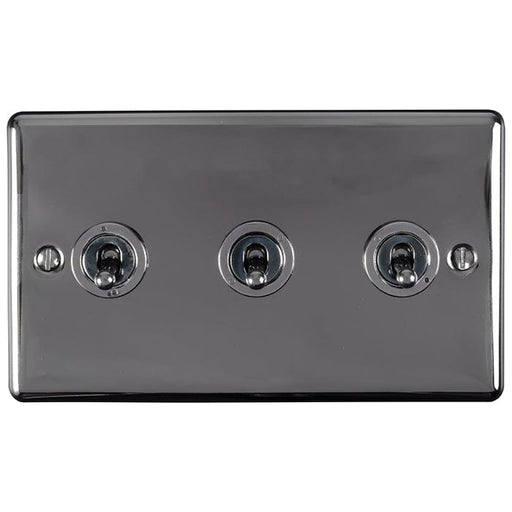 Eurolite Switches Black Nickel Enhance Decorative 3 Gang Toggle Switch - Black Nickel