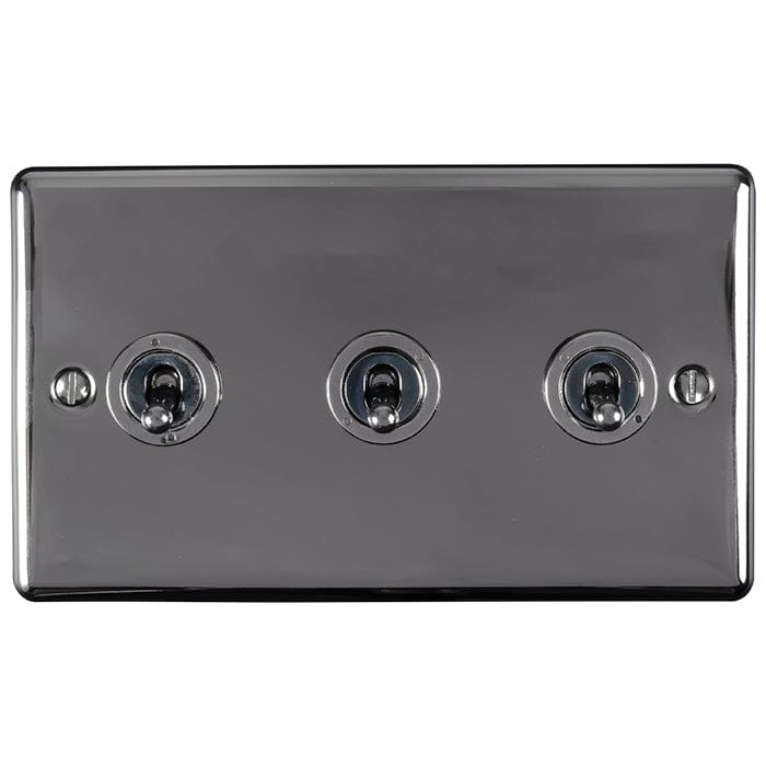 Eurolite Switches Black Nickel Enhance Decorative 3 Gang Toggle Switch - Black Nickel