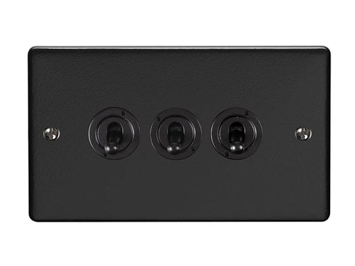 Eurolite Switches Matt Black Enhance Decorative 3 Gang Toggle Switch - Matt Black