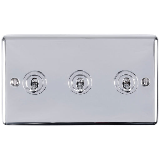 Eurolite Switches Polished Chrome Enhance Decorative 3 Gang Toggle Switch - Polished Chrome