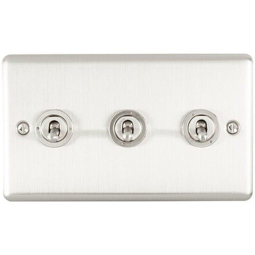 Eurolite Switches Satin Stainless Enhance Decorative 3 Gang Toggle Switch - Satin Stainless