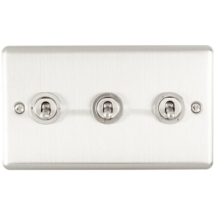 Eurolite Switches Satin Stainless Enhance Decorative 3 Gang Toggle Switch - Satin Stainless