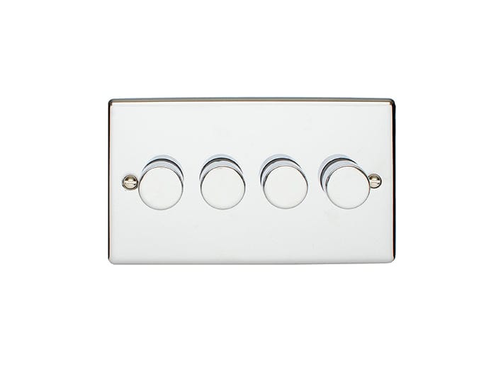 Eurolite Switches Polished Chrome Enhance Decorative 4 Gang Dimmer - Polished Chrome