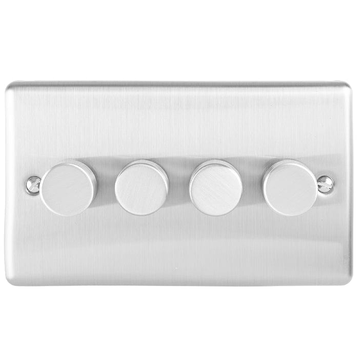 Eurolite Switches Satin Stainless Enhance Decorative 4 Gang Dimmer - Satin Stainless