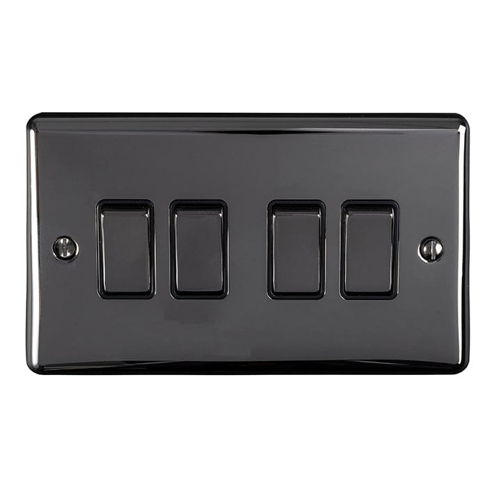 Eurolite Switches Black Nickel Enhance Decorative 4 Gang Switch - Black Nickel