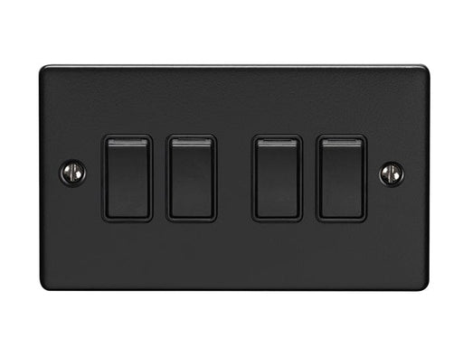 Eurolite Switches Matt Black Enhance Decorative 4 Gang Switch - Matt Black