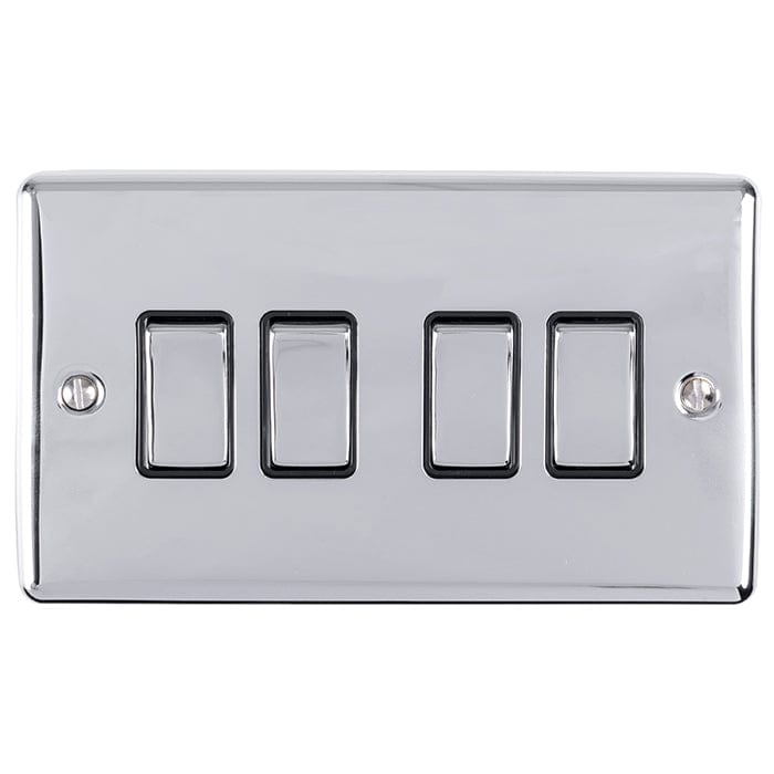 Eurolite Switches Polished Chrome Enhance Decorative 4 Gang Switch - Polished Chrome