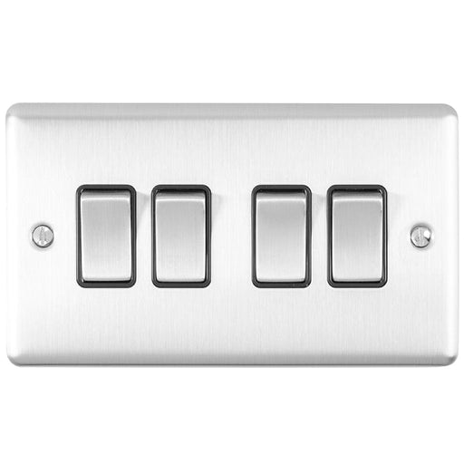 Eurolite Switches Satin Stainless Enhance Decorative 4 Gang Switch - Satin Stainless