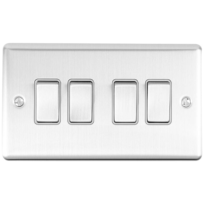 Eurolite Switches Satin Stainless Enhance Decorative 4 Gang Switch - Satin Stainless