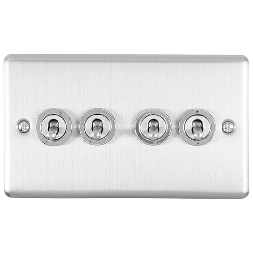 Eurolite Switches Satin Stainless Enhance Decorative 4 Gang Toggle Switch - Satin Stainless