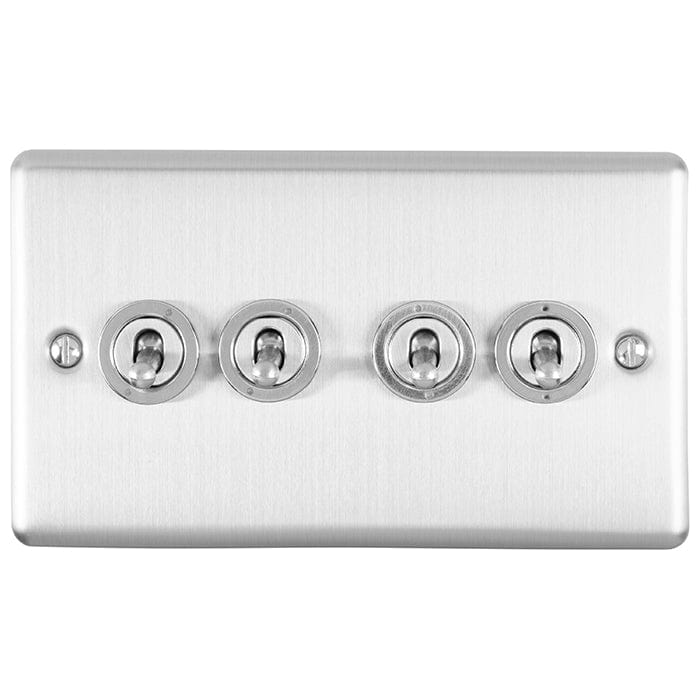 Eurolite Switches Satin Stainless Enhance Decorative 4 Gang Toggle Switch - Satin Stainless