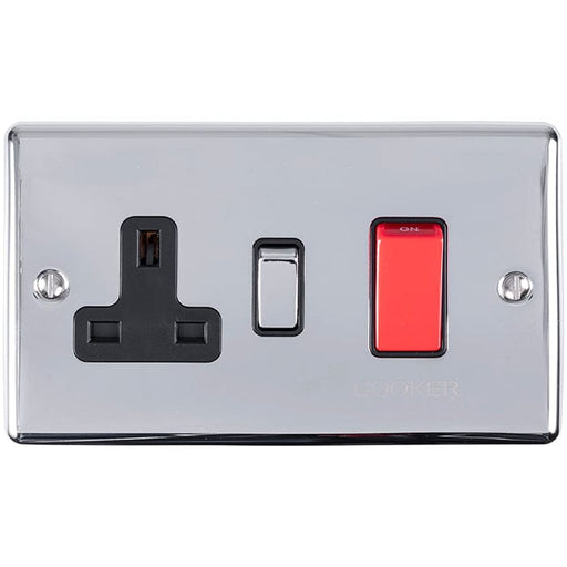 Eurolite Switches Polished Chrome Enhance Decorative 45Amp Switch With A Socket - Polished Chrome