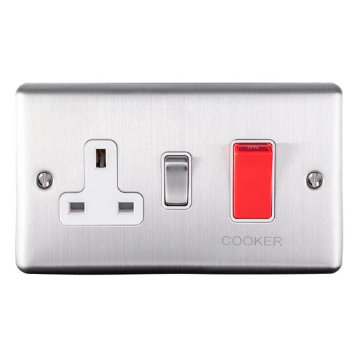 Eurolite Switches Satin Stainless Enhance Decorative 45Amp Switch With A Socket - Satin Stainless