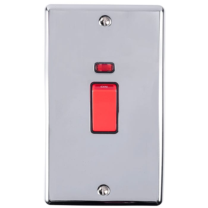 Eurolite Switches Polished Chrome Enhance Decorative 45Amp Switch With Neon Indicator - Polished Chrome