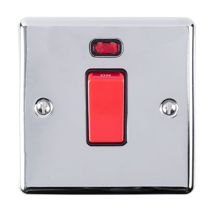 Eurolite Switches Polished Chrome Enhance Decorative 45Amp Switch With Neon Indicator - Polished Chrome