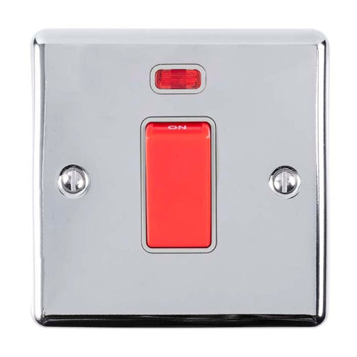 Eurolite Switches Polished Chrome Enhance Decorative 45Amp Switch With Neon Indicator - Polished Chrome