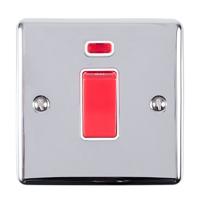 Eurolite Switches Polished Chrome Enhance Decorative 45Amp Switch With Neon Indicator - Polished Chrome