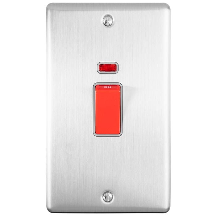 Eurolite Switches Satin Stainless Enhance Decorative 45Amp Switch With Neon Indicator - Satin Stainless