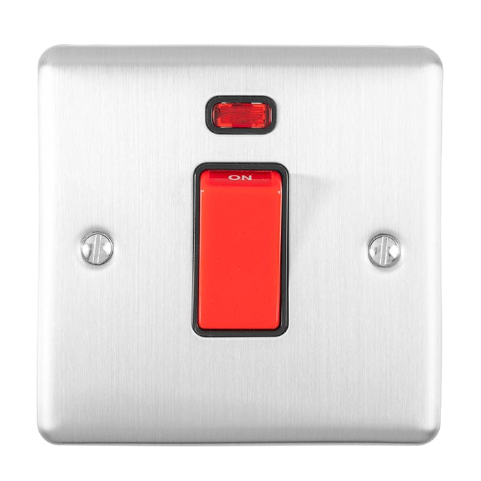 Eurolite Switches Satin Stainless Enhance Decorative 45Amp Switch With Neon Indicator - Satin Stainless