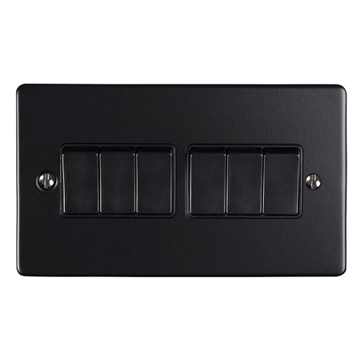 Eurolite Switches Matt Black Enhance Decorative 6 Gang Switch - Matt Black