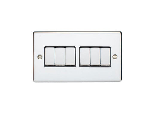 Eurolite Switches Polished Chrome Enhance Decorative 6 Gang Switch - Polished Chrome