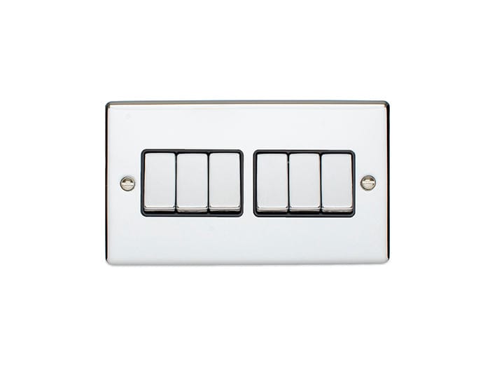 Eurolite Switches Polished Chrome Enhance Decorative 6 Gang Switch - Polished Chrome