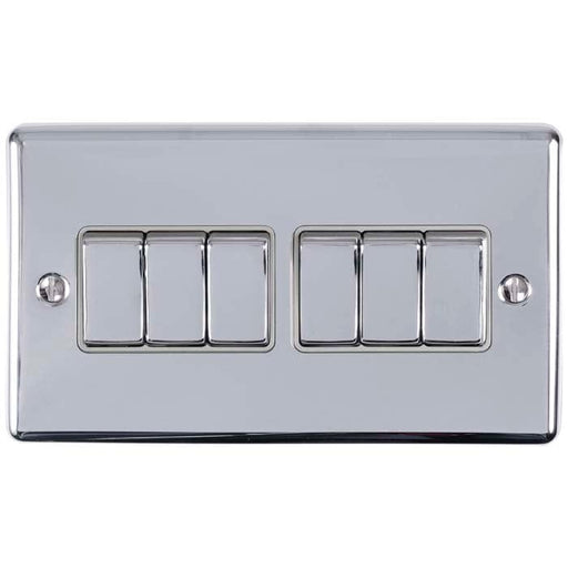 Eurolite Switches Polished Chrome Enhance Decorative 6 Gang Switch - Polished Chrome