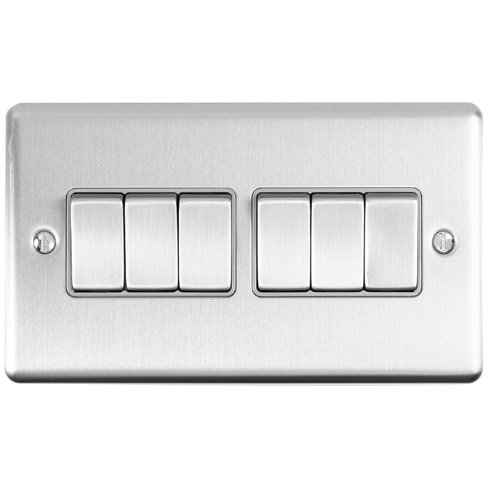 Eurolite Switches Satin Stainless Enhance Decorative 6 Gang Switch - Satin Stainless