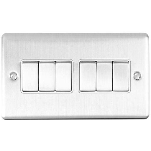 Eurolite Switches Satin Stainless Enhance Decorative 6 Gang Switch - Satin Stainless