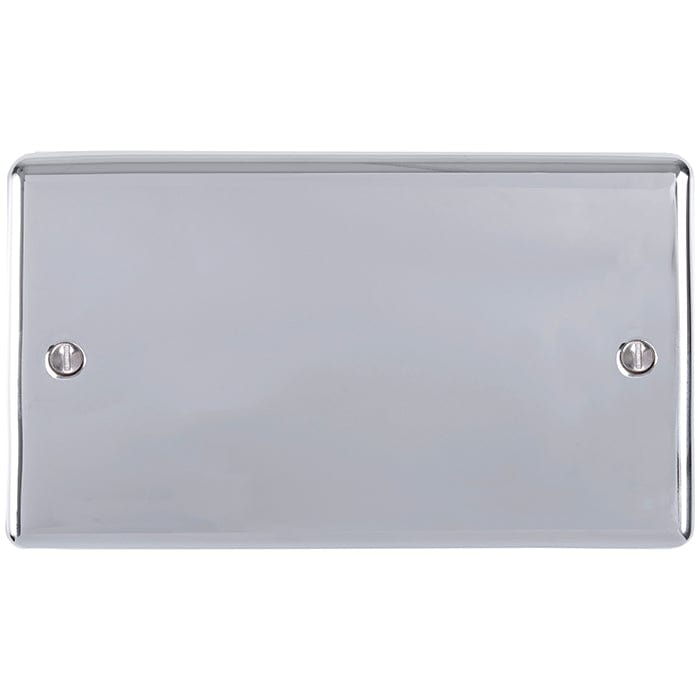 Eurolite Switches Polished Chrome Enhance Decorative Double Blank Plate - Polished Chrome