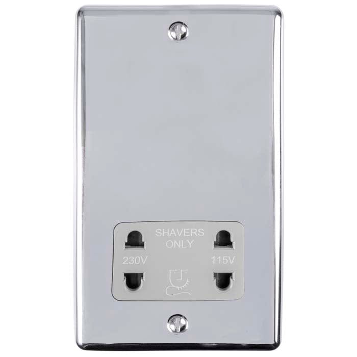 Eurolite Plug Sockets Polished Chrome Enhance Decorative Shaver Socket - Polished Chrome