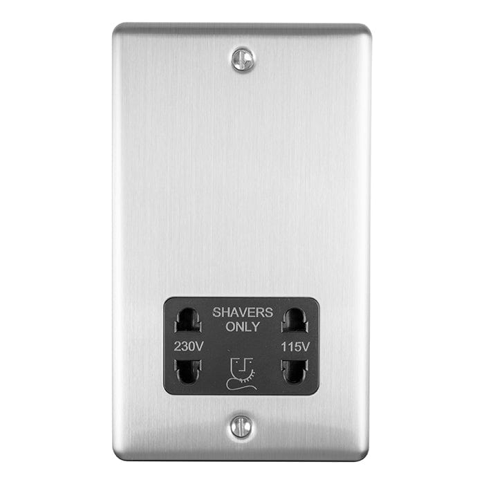 Eurolite Plug Sockets Satin Stainless Enhance Decorative Shaver Socket - Satin Stainless