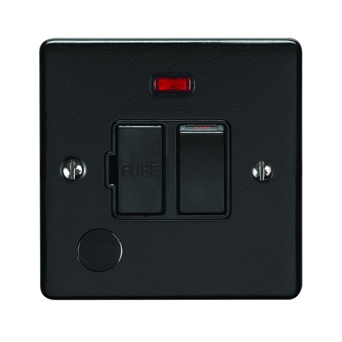 Eurolite Switches Matt Black Enhance Decorative Switched Fuse Spur With Flex Outlet - Matt Black