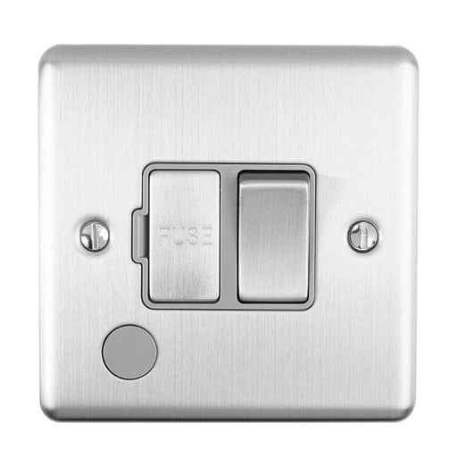 Eurolite Switches Satin Stainless Enhance Decorative Switched Fuse Spur With Flex Outlet - Satin Stainless