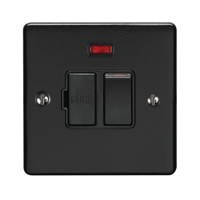 Eurolite Switches Matt Black Enhance Decorative Switched Fuse Spur With Neon Indicator - Matt Black