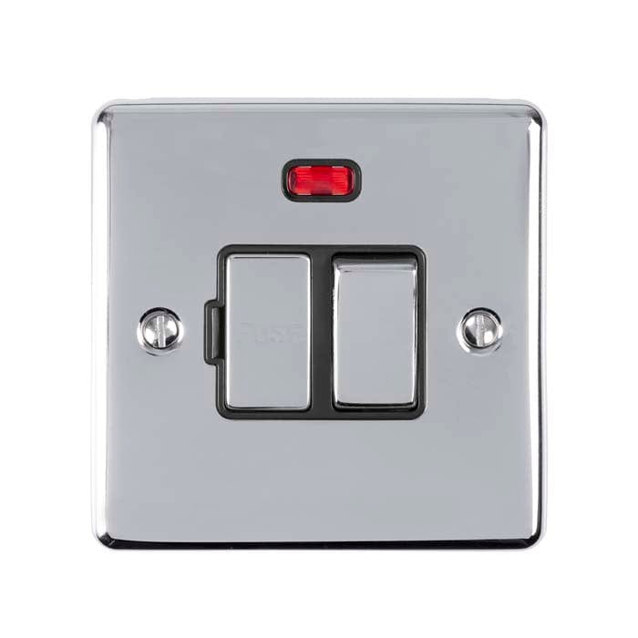 Eurolite Switches Polished Chrome Enhance Decorative Switched Fuse Spur With Neon Indicator - Polished Chrome