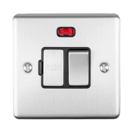 Eurolite Switches Satin Stainless Enhance Decorative Switched Fuse Spur With Neon Indicator - Satin Stainless