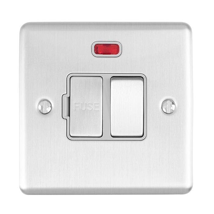 Eurolite Switches Satin Stainless Enhance Decorative Switched Fuse Spur With Neon Indicator - Satin Stainless