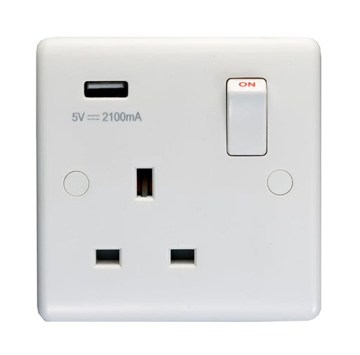 Eurolite Plug Sockets White Enhance White Plastic 1 Gang Usb Socket - White