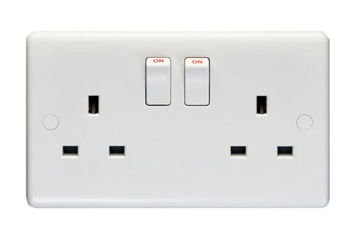 Eurolite Plug Sockets White Enhance White Plastic 2 Gang Switched Socket Double Poled - White