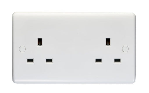 Eurolite Plug Sockets White Enhance White Plastic 2 Gang Unswitched Socket - White