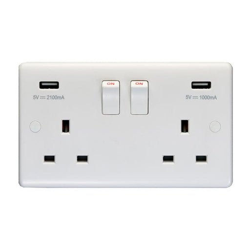 Eurolite Plug Sockets White Enhance White Plastic 2 Gang Usb Socket - White