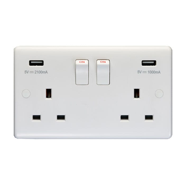 Eurolite Plug Sockets White Enhance White Plastic 2 Gang Usb Socket - White