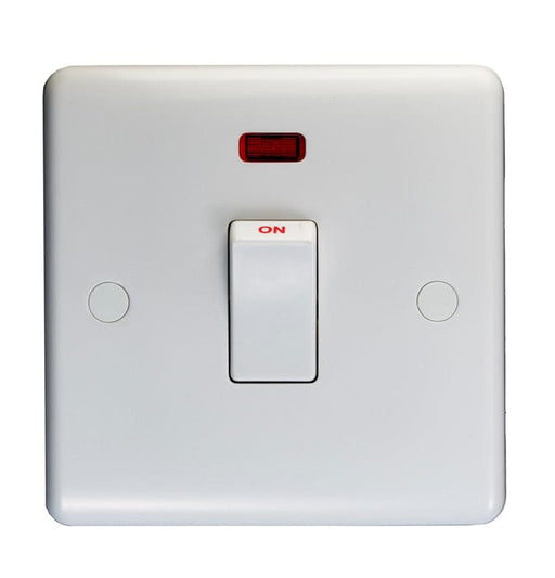 Eurolite Switches White Enhance White Plastic 20Amp Switch With Neon Indicator - White