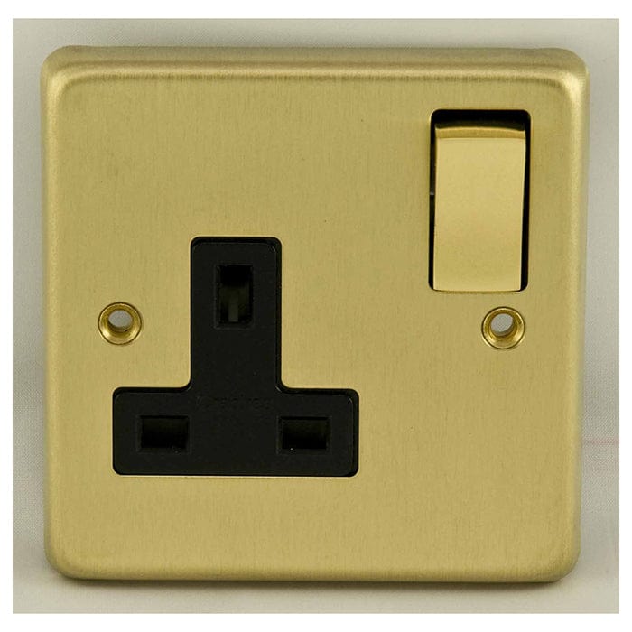 Eurolite Plug Sockets Satin Brass Stainless steel 1 Gang Socket - Satin Brass