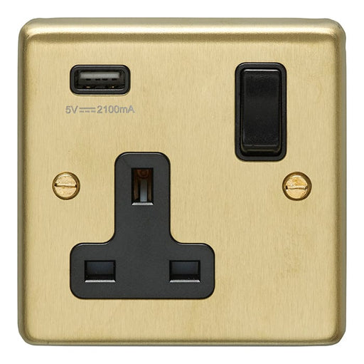 Eurolite Plug Sockets Satin Brass Stainless steel 1 Gang Usb Socket - Satin Brass