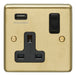 Eurolite Plug Sockets Satin Brass Stainless steel 1 Gang Usb Socket - Satin Brass