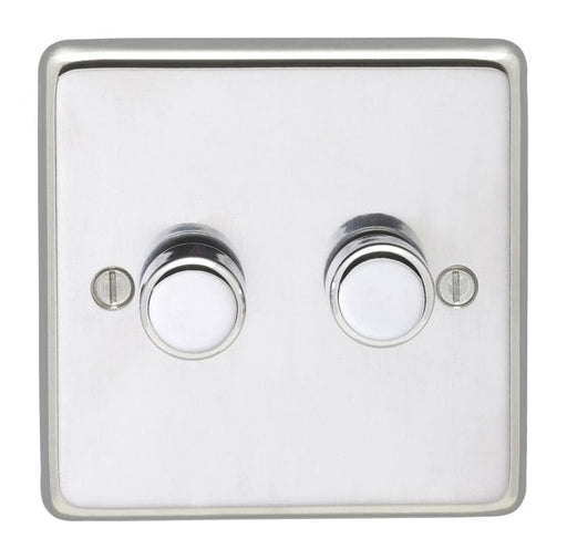 Eurolite Switches Polished Stainless Steel Stainless steel 2 Gang Dimmer - Polished Stainless Steel